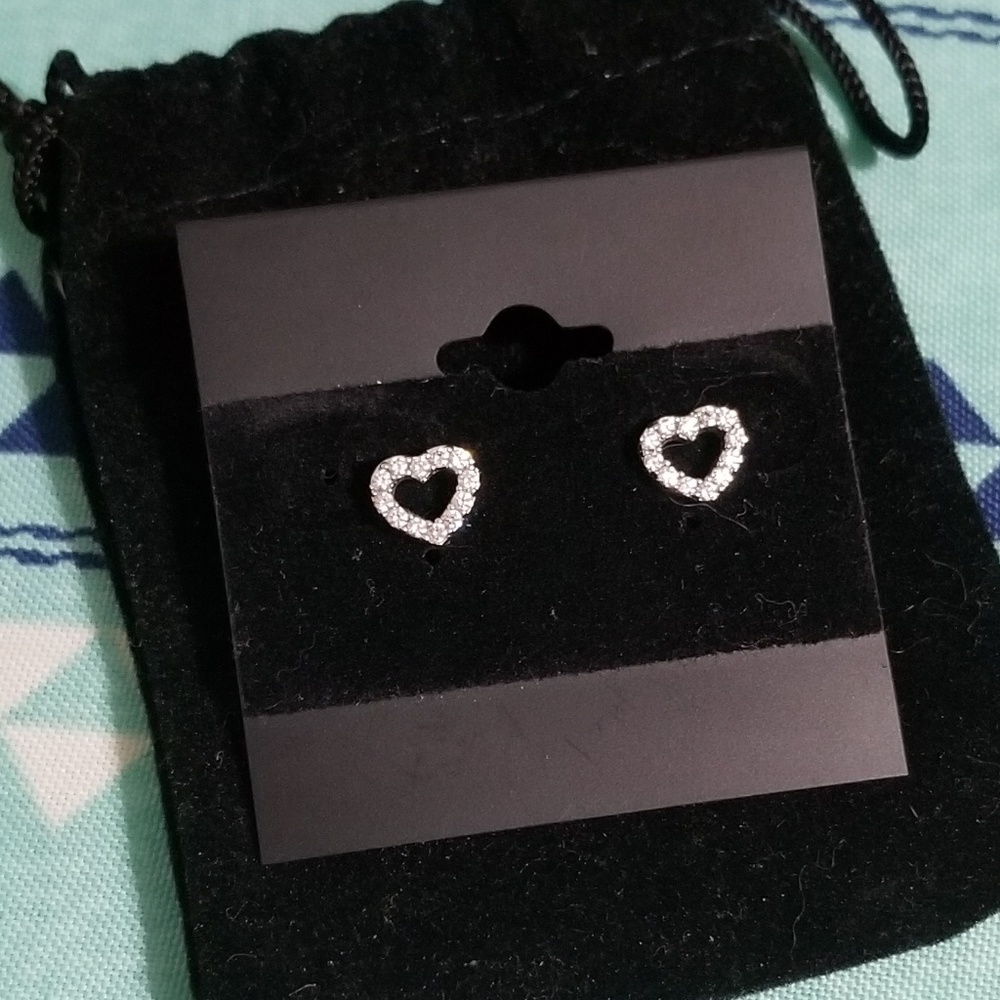 CZ Sterling Heart Earrings